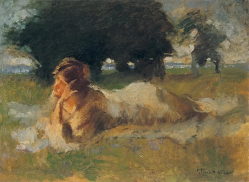 Donna sdraiata sull'erba